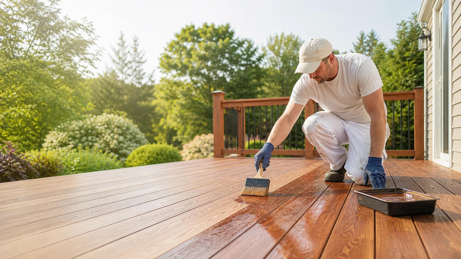 Deck Staining project in Barrie, Ontario